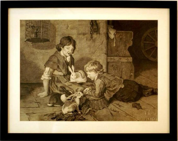 Children and Rabbits (Charcoal, 1993)